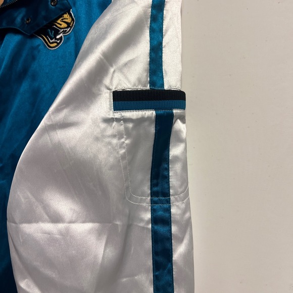 Reebok Jacksonville Jaguars NFL Satin Bomber Jacket L Teal White Mens L - Picture 10 of 15